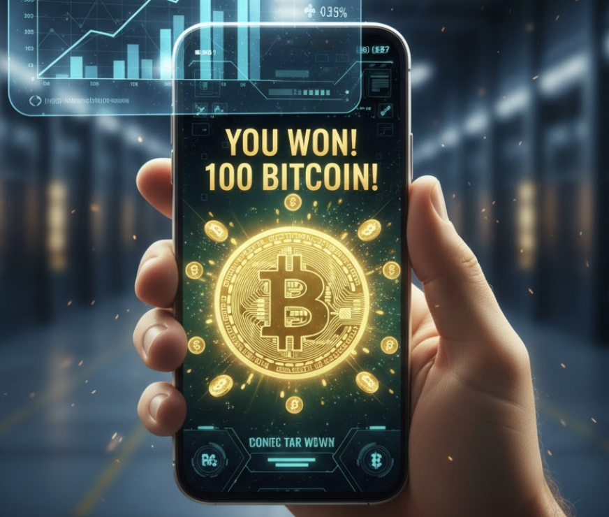 🚨「100ビットコイン当選」─本当に当たった？それとも詐欺？